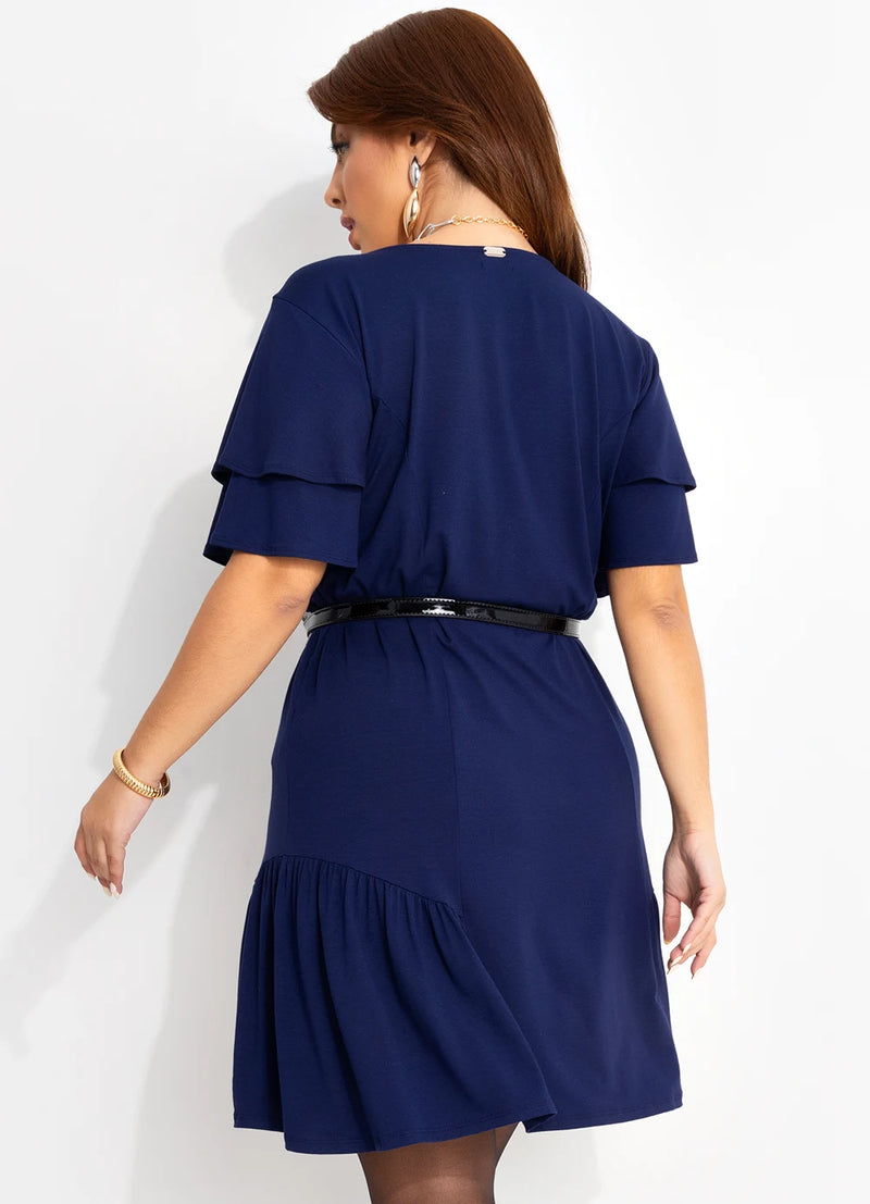 Vestido Azul Marinho em Malha de Viscose