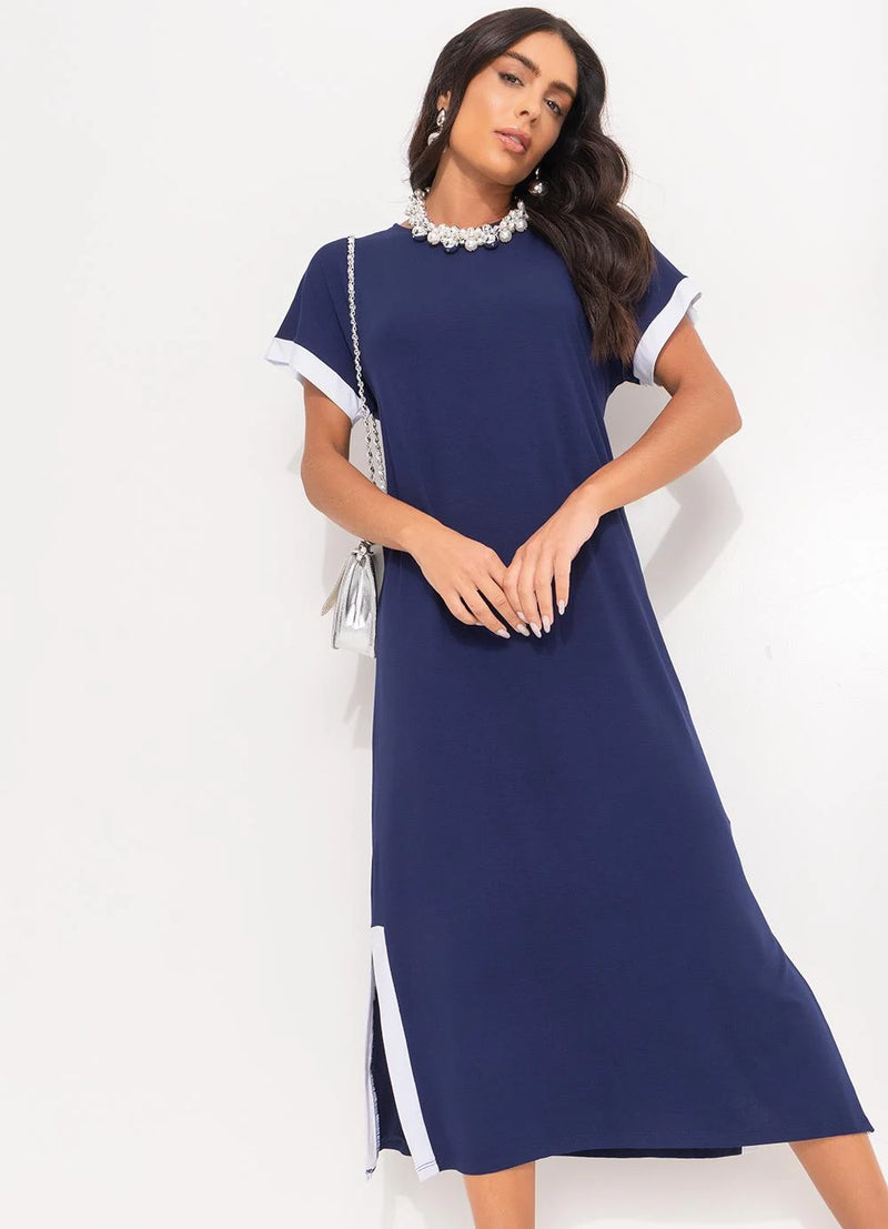 Vestido Azul Marinho em Malha de Viscose