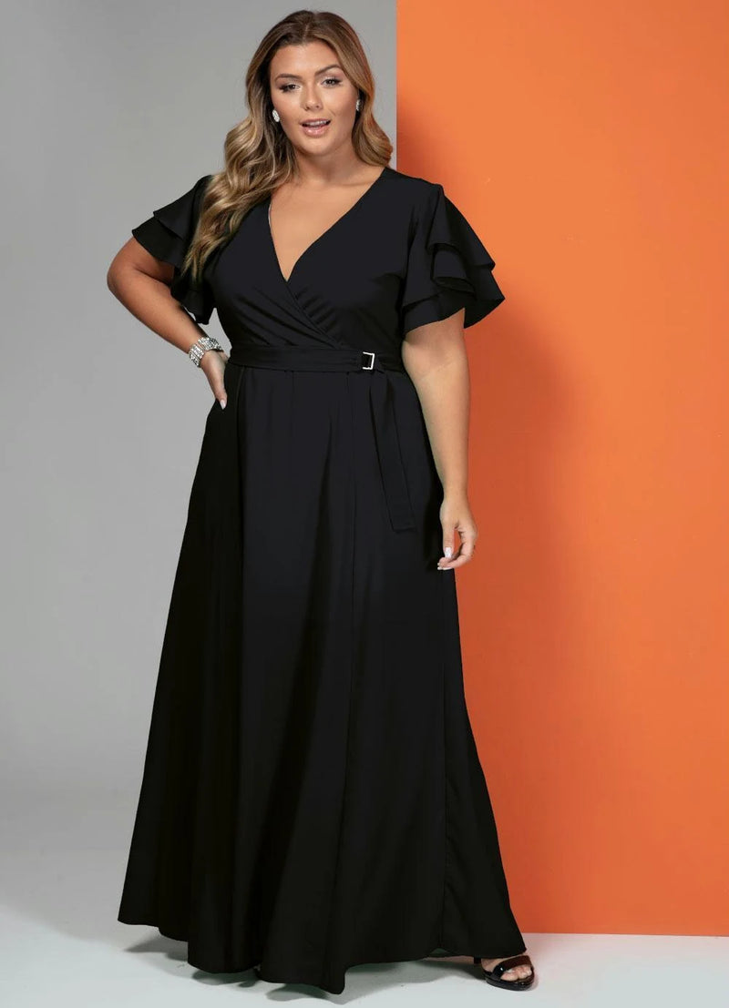 Vestido Longo Preto com Cinto